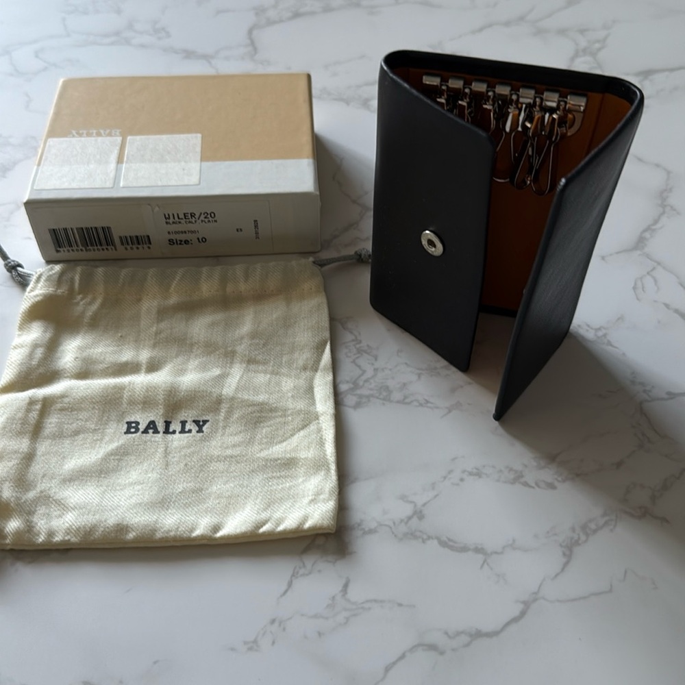 Bally Black Leather Key Case